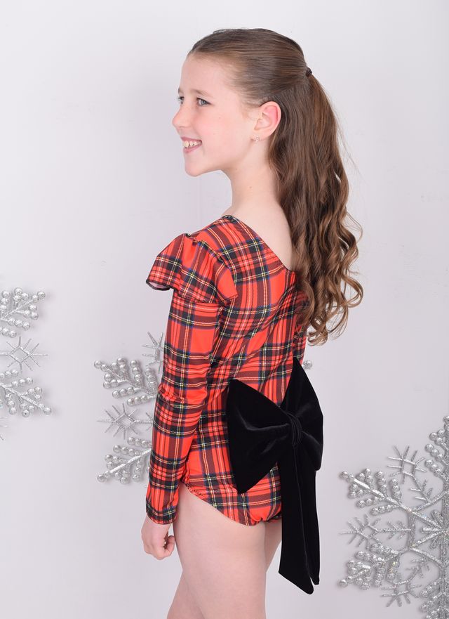 Tartan Flutter Sleeve Leotard