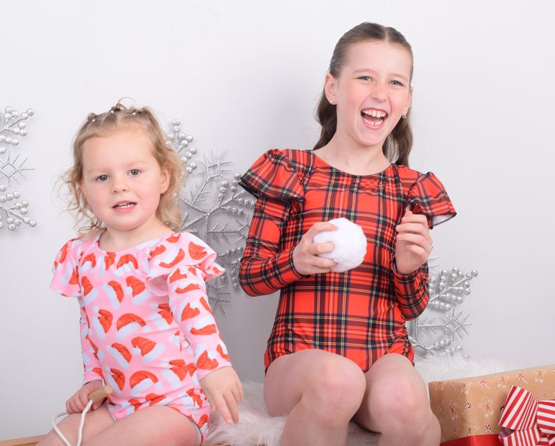 Tartan Flutter Sleeve Leotard