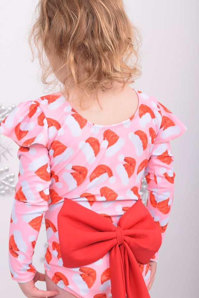 Santa Clause Flutter Sleeve Leotard