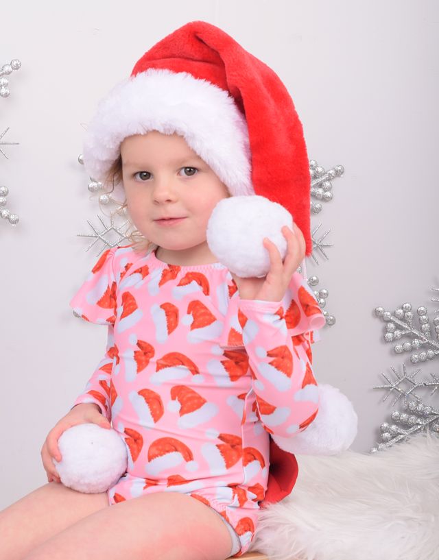 Santa Clause Flutter Sleeve Leotard